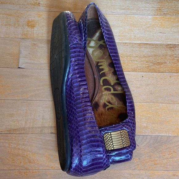 SAM EDELMAN Jeneva Purple Textured Leather Flats - Picture 5 of 9